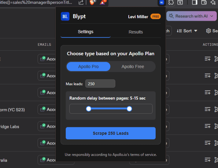 Apollo Scraper Extension